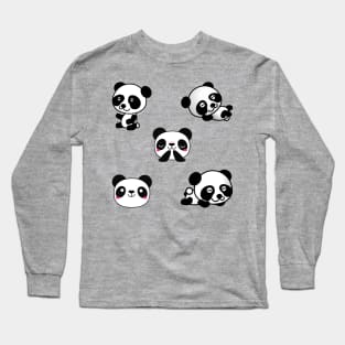 Cute And Playful Panda Sticker Pack Long Sleeve T-Shirt